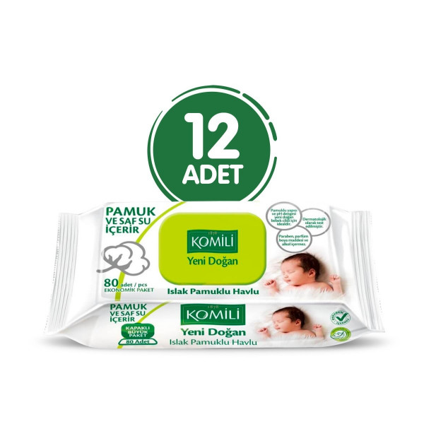 KOMİLİ ISLAK HAVLU YENİ DOĞOL 80Lİx12 KAPAKLI